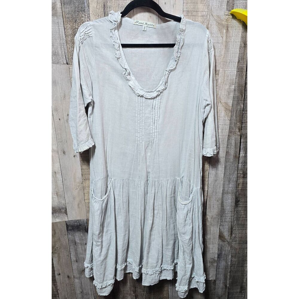 JP and Mattie Sundance Grey Midi Shift Dress Boho Fairy Renaissance Femme Hippy